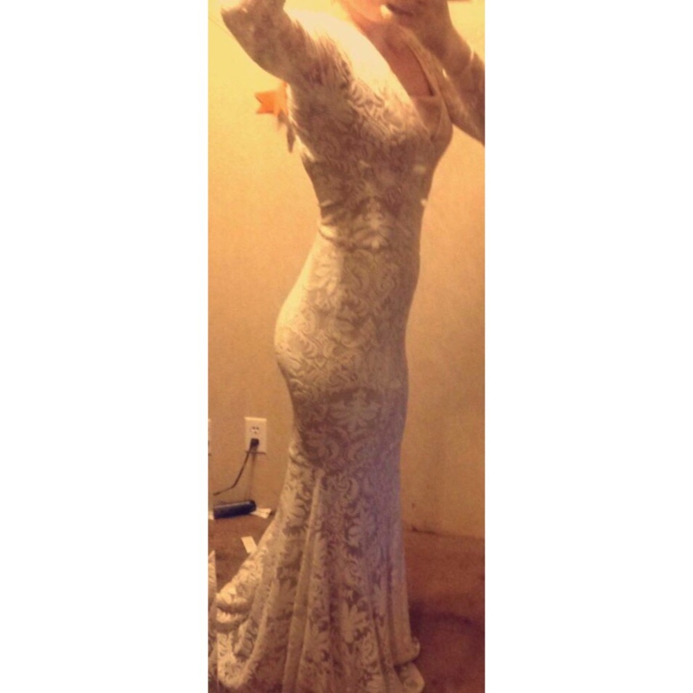 medium cream color almost a white color prom dress